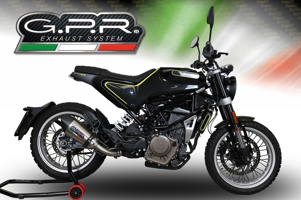Exhaust compatible with Husqvarna Vitpilen 401 2018-2019, GP Evo4 Titanium, Homologated legal slip-on exhaust including removable db killer and link pipe 