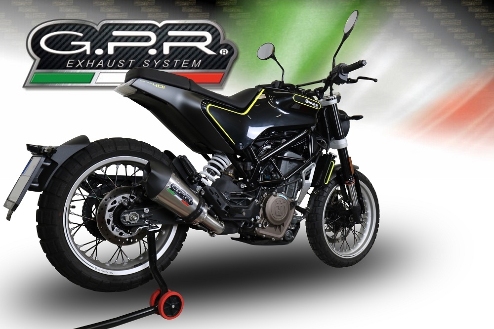 Exhaust compatible with Husqvarna Vitpilen 401 2018-2019, GP Evo4 Titanium, Homologated legal slip-on exhaust including removable db killer and link pipe 