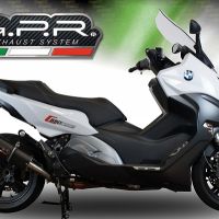 Exhaust compatible with Bmw C 650 Sport 2016-2020, Furore Evo4 Nero, Homologated legal slip-on exhaust including removable db killer and link pipe 