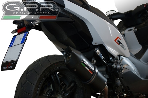 Exhaust compatible with Bmw C 650 Sport 2016-2020, Furore Evo4 Nero, Homologated legal slip-on exhaust including removable db killer and link pipe 