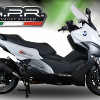 Exhaust compatible with Bmw C 650 Sport 2016-2020, GP Evo4 Black Titanium, Homologated legal slip-on exhaust including removable db killer and link pipe 