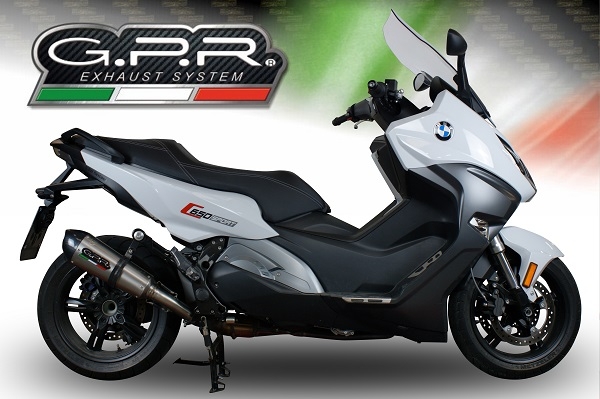 Exhaust compatible with Bmw C 650 Sport 2016-2020, GP Evo4 Titanium, Homologated legal slip-on exhaust including removable db killer and link pipe 