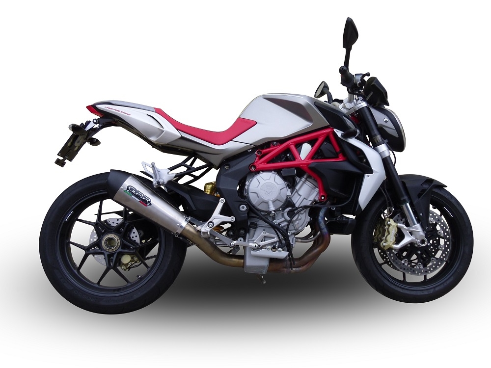 Exhaust compatible with Mv Agusta Brutale 800 2017-2020, Gpe Ann. titanium, Slip-on exhaust legal for UK and non-EU markets including link pipe and removable db killer 
