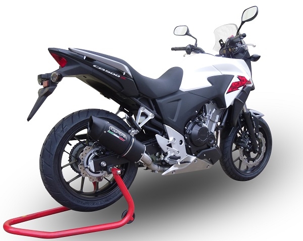 Exhaust compatible with Honda Cb 400 X 2013-2015, Furore Nero, Homologated legal slip-on exhaust including removable db killer and link pipe 