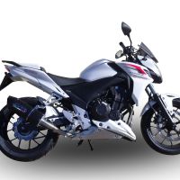 Exhaust compatible with Honda Cb 400 F 2013-2015, Furore Nero, Homologated legal slip-on exhaust including removable db killer and link pipe 