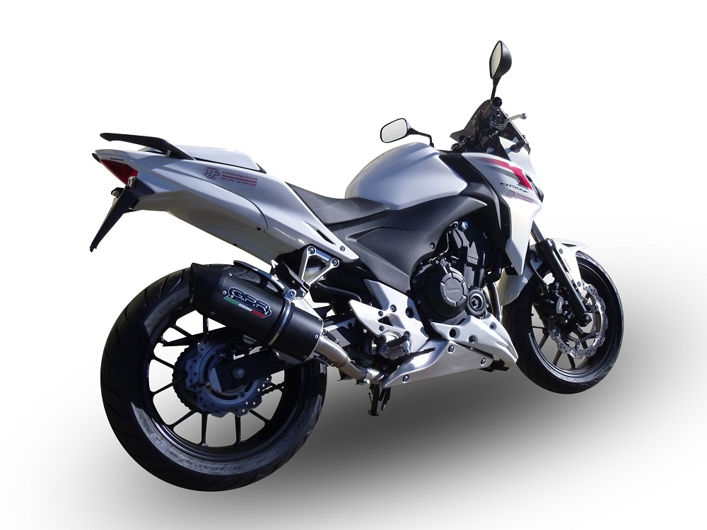 Exhaust compatible with Honda Cb 400 F 2013-2015, Furore Nero, Homologated legal slip-on exhaust including removable db killer and link pipe 