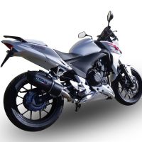 Exhaust compatible with Honda Cb 400 F 2013-2015, Furore Nero, Homologated legal slip-on exhaust including removable db killer and link pipe 