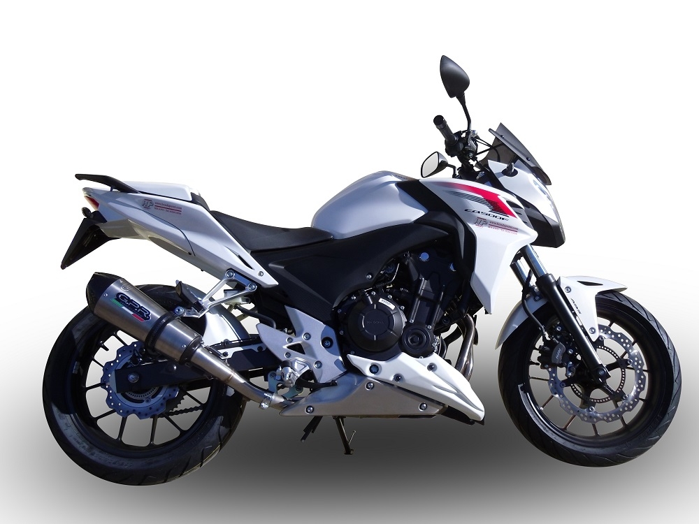Exhaust compatible with Honda Cb 400 F 2013-2015, Gpe Ann. titanium, Homologated legal slip-on exhaust including removable db killer and link pipe 