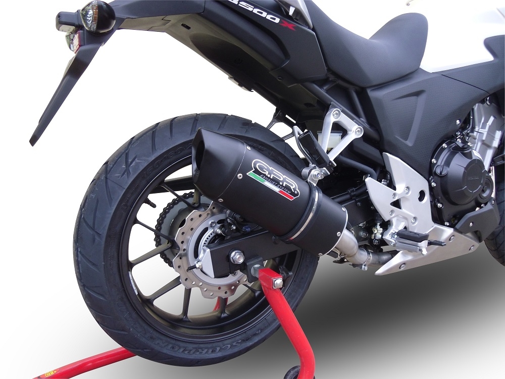 Exhaust compatible with Honda Cb 400 X 2013-2015, Furore Nero, Homologated legal slip-on exhaust including removable db killer and link pipe 
