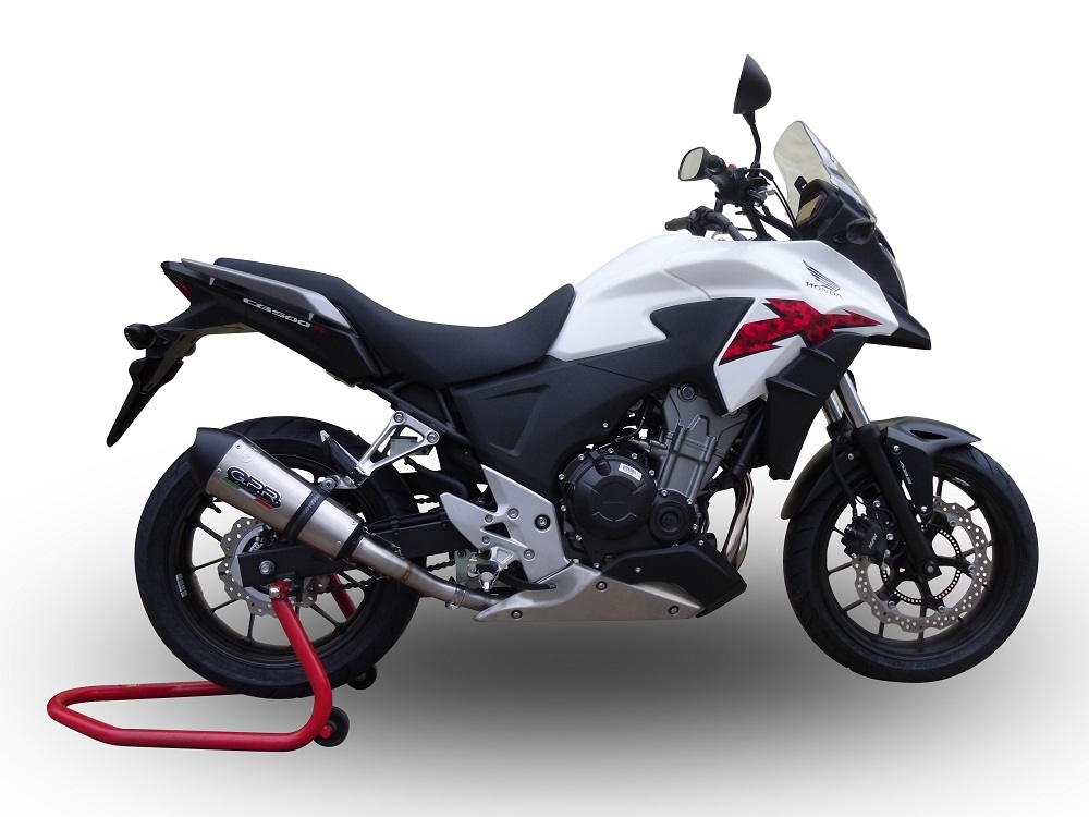 Exhaust compatible with Honda Cb 400 X 2016-2018, GP Evo4 Titanium, Homologated legal slip-on exhaust including removable db killer and link pipe 