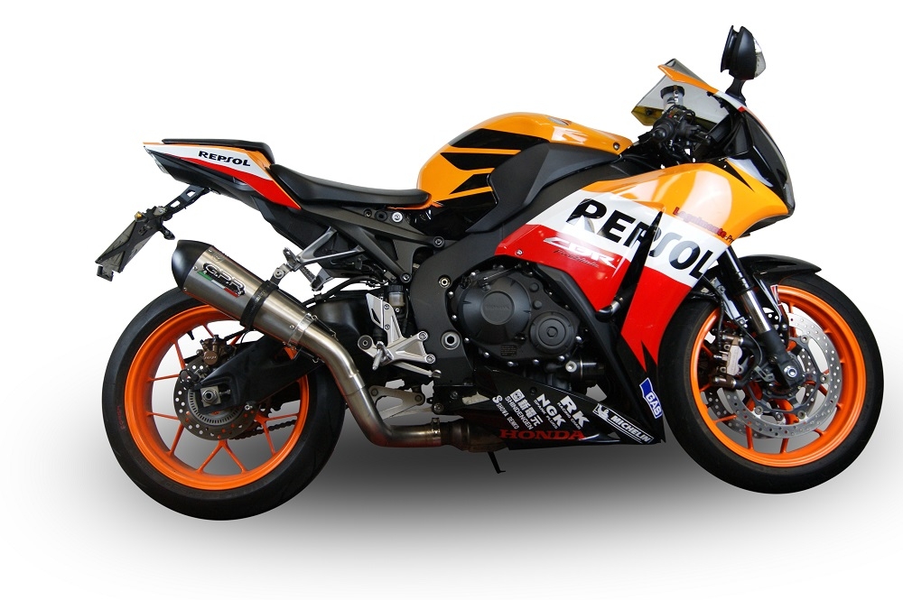 Exhaust compatible with Honda Cbr 1000 Rr 2014-2016, Gpe Ann. titanium, Homologated legal slip-on exhaust including removable db killer and link pipe 