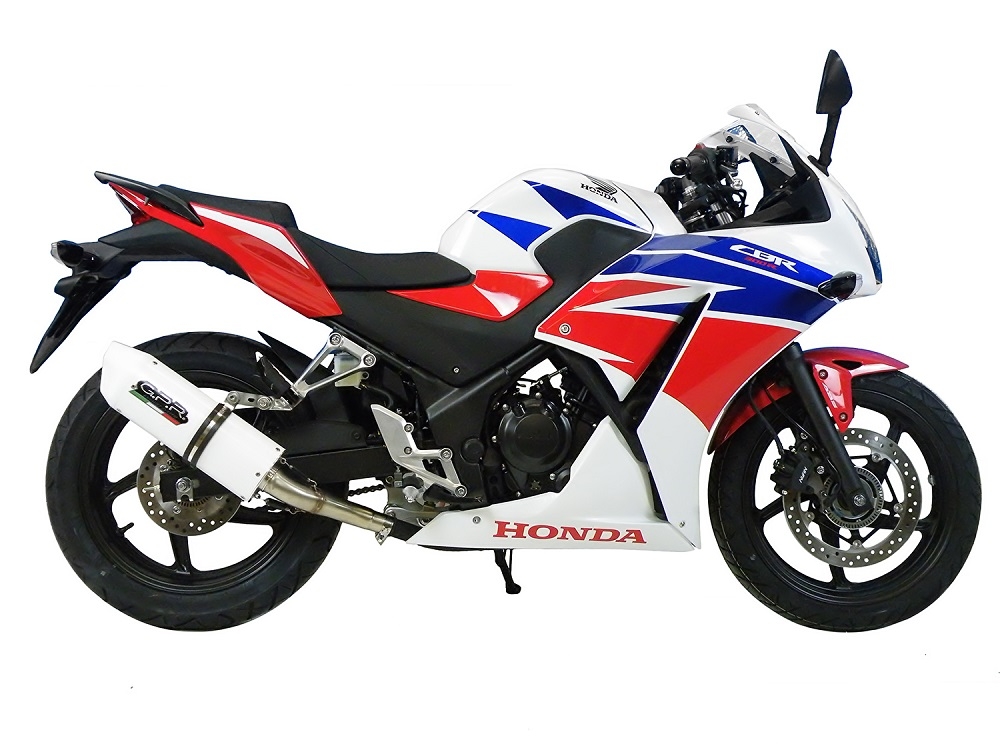 Exhaust compatible with Honda Cbr 300 R 2014-2016, Albus Ceramic, Homologated legal slip-on exhaust including removable db killer, link pipe and catalyst 