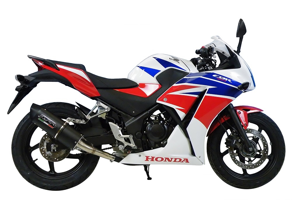Exhaust compatible with Honda Cbr 300 R 2014-2016, Furore Nero, Homologated legal slip-on exhaust including removable db killer and link pipe 