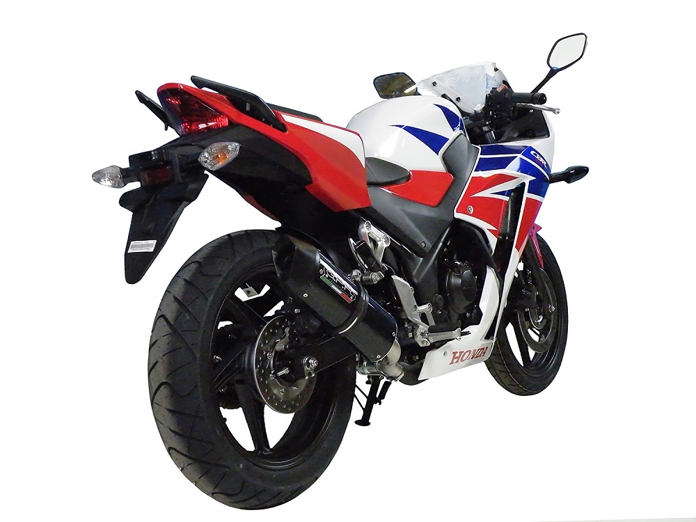 Exhaust compatible with Honda Cbr 300 R 2014-2016, Furore Nero, Homologated legal slip-on exhaust including removable db killer and link pipe 