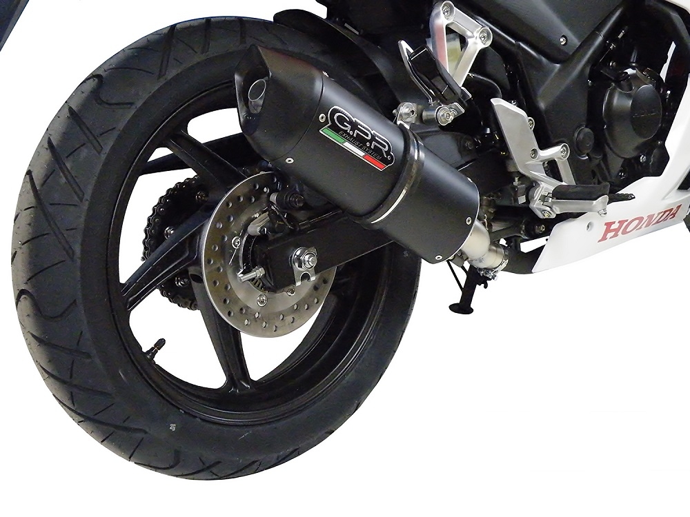 Exhaust compatible with Honda Cbr 300 R 2014-2016, Furore Nero, Homologated legal slip-on exhaust including removable db killer and link pipe 