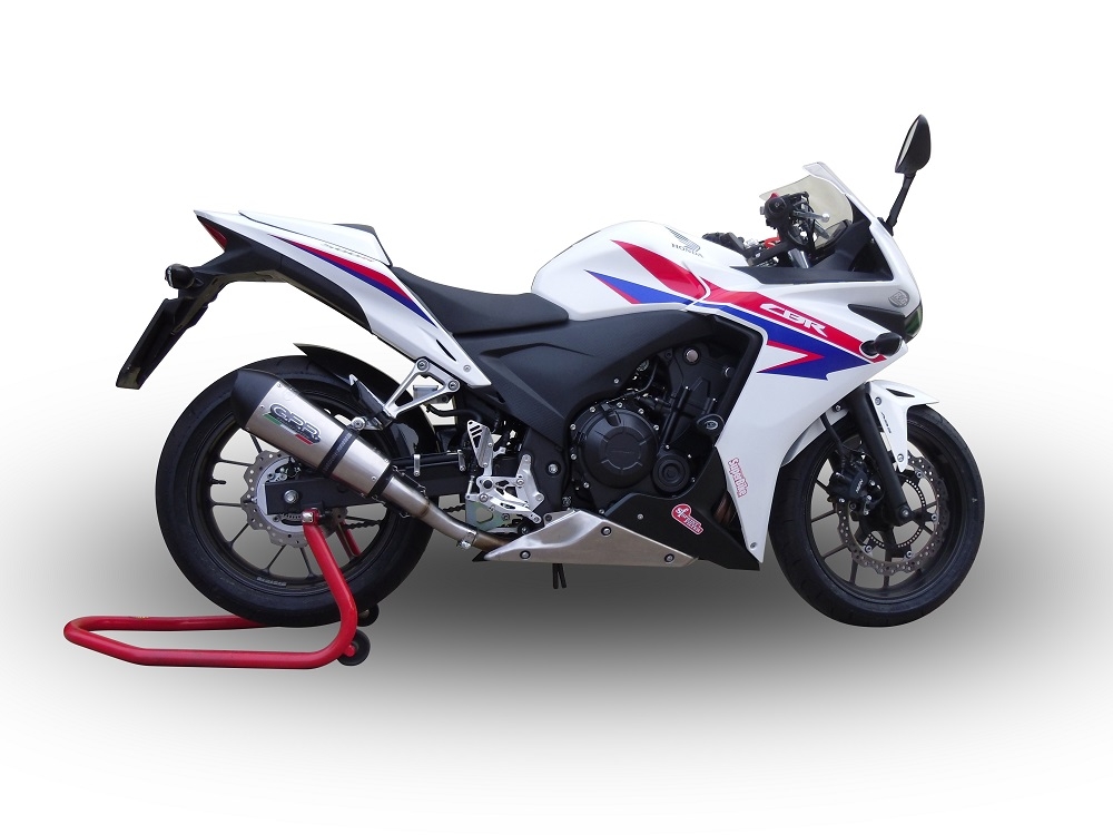 Exhaust compatible with Honda Cbr 500 R 2012-2018, GP Evo4 Titanium, Homologated legal slip-on exhaust including removable db killer and link pipe 