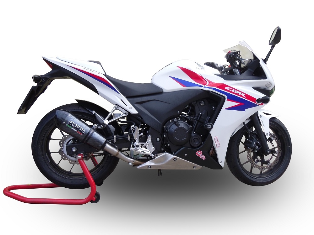 Exhaust compatible with Honda Cbr 500 R 2023-2024, GP Evo4 Poppy, Homologated legal slip-on exhaust including removable db killer and link pipe 