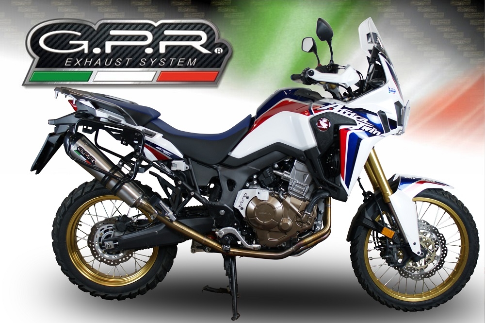 Exhaust compatible with Honda Crf 1000 L Africa Twin 2015-2017, Gpe Ann. titanium, Homologated legal slip-on exhaust including removable db killer and link pipe 