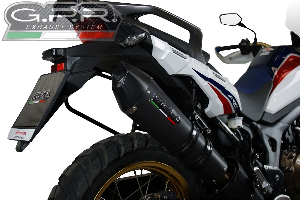 Exhaust compatible with Honda Crf 1000 L Africa Twin 2015-2017, Gpe Ann. Black titanium, Homologated legal slip-on exhaust including removable db killer and link pipe 