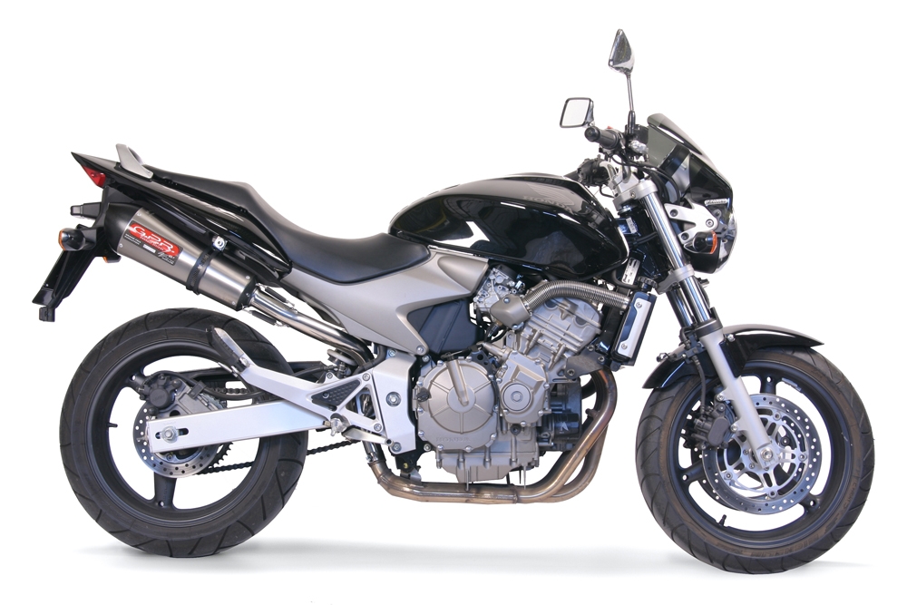 Exhaust compatible with Honda Hornet Cb 600 F 2003-2006, Gpe Ann. titanium, Homologated legal slip-on exhaust including removable db killer and link pipe 