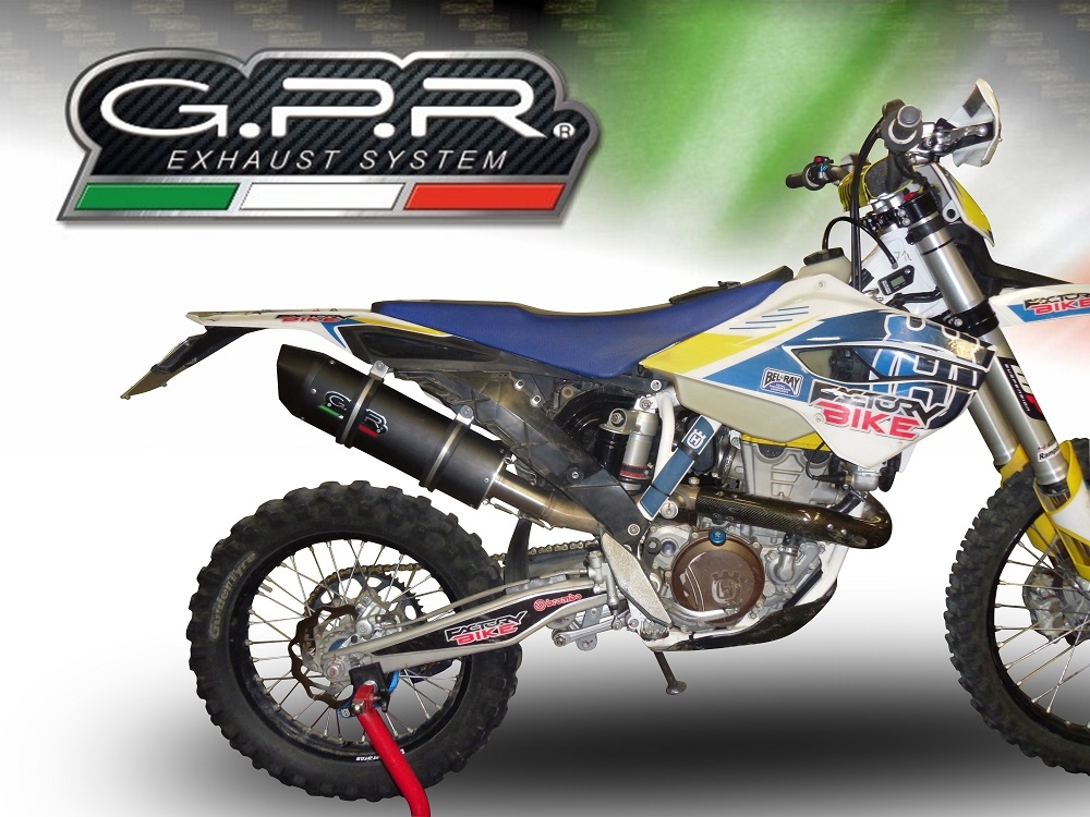 Exhaust compatible with Husqvarna FE 350 2014-2016, Furore Poppy, Homologated legal slip-on exhaust including removable db killer and link pipe 