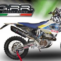 Exhaust compatible with Husqvarna FE 350 2014-2016, Furore Poppy, Homologated legal slip-on exhaust including removable db killer and link pipe 