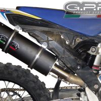 Exhaust compatible with Husqvarna FE 350 2014-2016, Furore Nero, Homologated legal slip-on exhaust including removable db killer and link pipe 