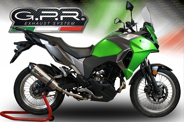 Exhaust compatible with Kawasaki Versys-X 300 2022-2023, Gpe Ann. Titanium, Slip-on exhaust legal for UK and non-EU markets including link pipe and removable db killer 