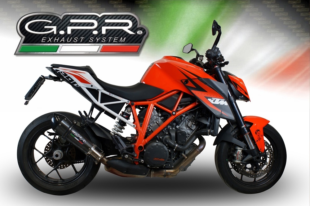 Exhaust compatible with Ktm Super Duke 1290 R 2017-2019, GP Evo4 Poppy, Homologated legal slip-on exhaust including removable db killer and link pipe 
