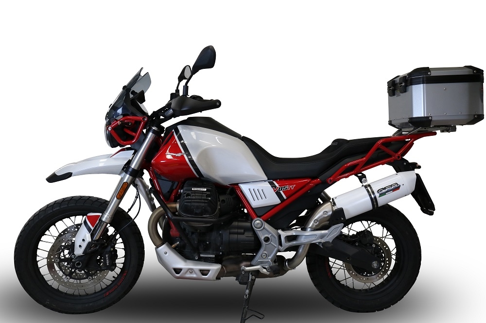 Exhaust compatible with Moto Guzzi V85 TT 2021-2024, Albus Evo4, Homologated legal slip-on exhaust including removable db killer and link pipe 