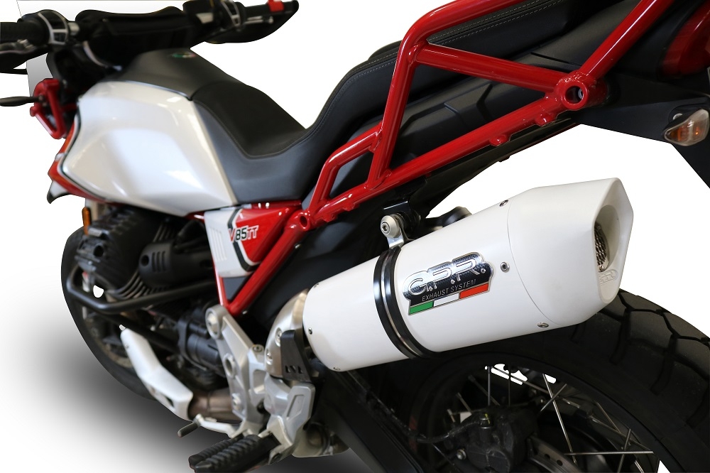 Exhaust compatible with Moto Guzzi V85 TT 2021-2024, Albus Evo4, Homologated legal slip-on exhaust including removable db killer and link pipe 