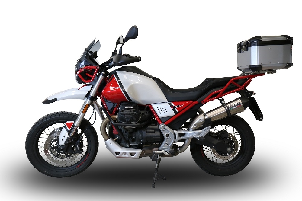 Exhaust compatible with Moto Guzzi V85 TT 2019-2020, GP Evo4 Titanium, Homologated legal slip-on exhaust including removable db killer and link pipe 