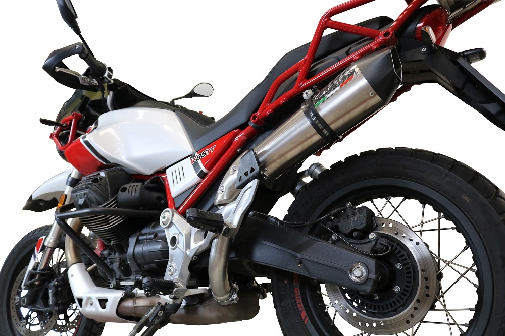 Exhaust compatible with Moto Guzzi V85 TT 2019-2020, GP Evo4 Titanium, Homologated legal slip-on exhaust including removable db killer and link pipe 