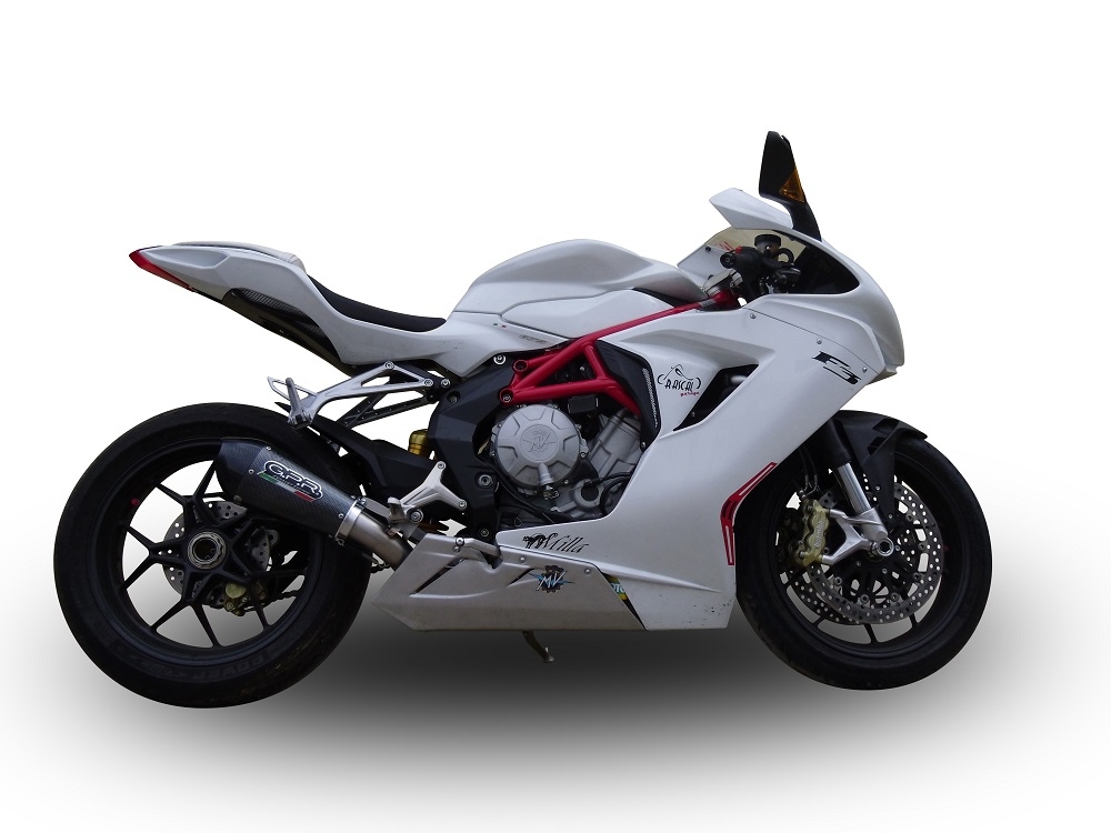 Exhaust compatible with Mv Agusta F3 675 2017-2020, Gpe Ann. Poppy, Slip-on exhaust legal for UK and non-EU markets including link pipe and removable db killer 