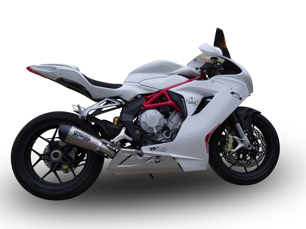 Exhaust compatible with Mv Agusta F3 675 2017-2020, Gpe Ann. titanium, Slip-on exhaust legal for UK and non-EU markets including link pipe and removable db killer 