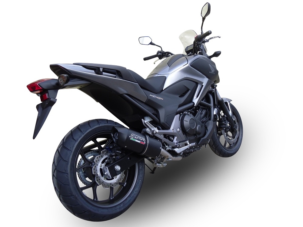 Exhaust compatible with Honda Nc 750 X - S Dct 2014-2015, Furore Nero, Homologated legal slip-on exhaust including removable db killer and link pipe 