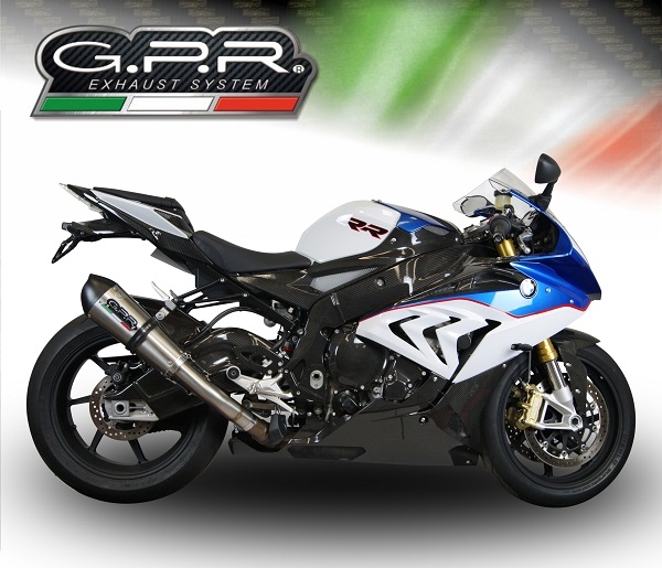 Exhaust compatible with Bmw S 1000 RR -M 2015-2016, Gpe Ann. titanium, Homologated legal slip-on exhaust including removable db killer and link pipe 