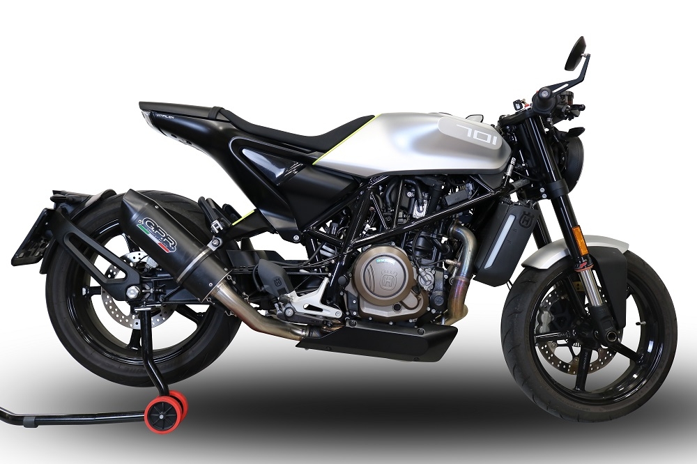 Exhaust compatible with Husqvarna Vitpilen 701 2018-2020, Furore Evo4 Nero, Homologated legal slip-on exhaust including removable db killer and link pipe 