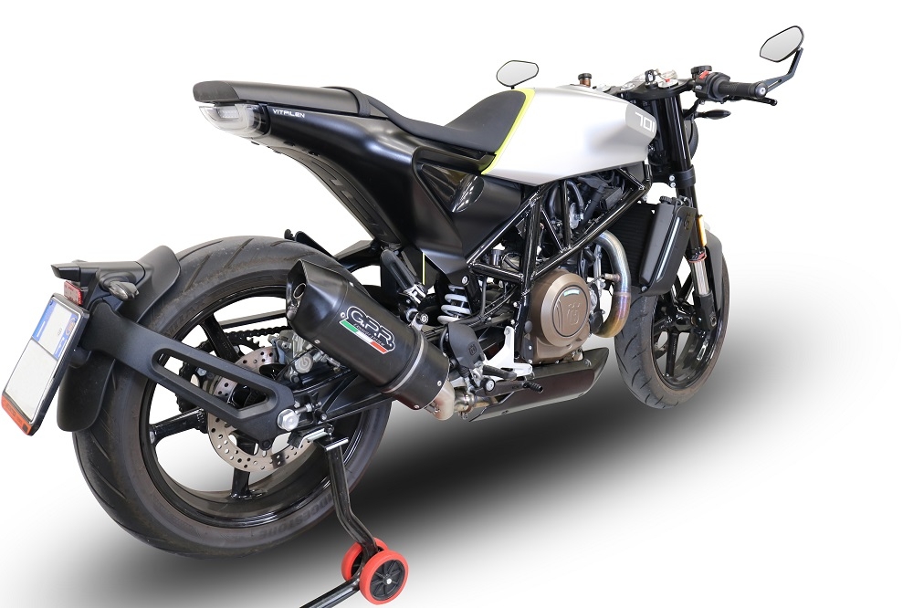 Exhaust compatible with Husqvarna Vitpilen 701 2018-2020, Furore Evo4 Nero, Homologated legal slip-on exhaust including removable db killer and link pipe 