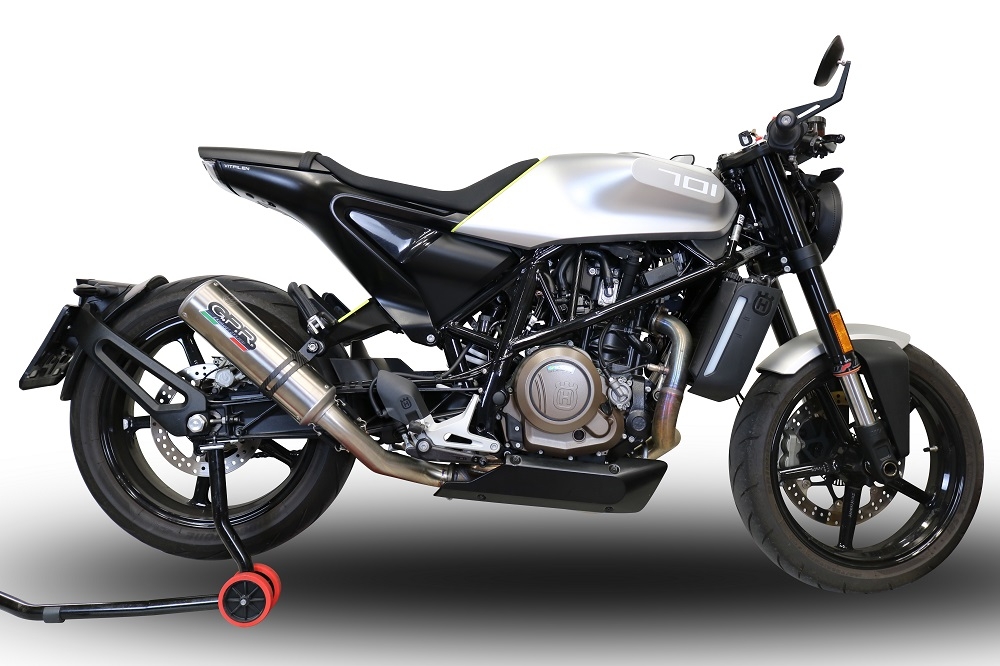 Exhaust compatible with Husqvarna Vitpilen 701 2018-2020, GP Evo4 Titanium, Homologated legal slip-on exhaust including removable db killer and link pipe 