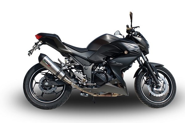 Exhaust compatible with Kawasaki Z 300 2014-2017, Gpe Ann. titanium, Homologated legal slip-on exhaust including removable db killer and link pipe 