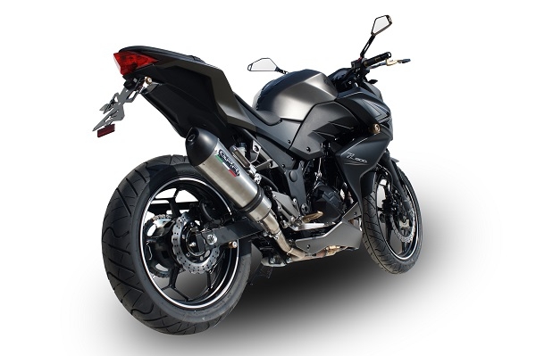 Exhaust compatible with Kawasaki Z 300 2014-2017, Gpe Ann. titanium, Homologated legal slip-on exhaust including removable db killer and link pipe 