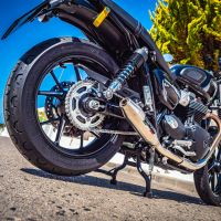 Exhaust compatible with Triumph Street Twin 900 2015-2019, Deeptone Inox, Dual Homologated legal slip-on exhaust including removable db killers and link pipes 