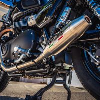 Exhaust compatible with Triumph Street Twin 900 2015-2019, Deeptone Inox, Dual Homologated legal slip-on exhaust including removable db killers and link pipes 