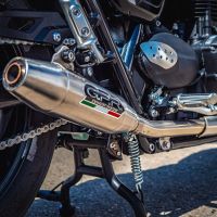 Exhaust compatible with Triumph Street Twin 900 2015-2019, Deeptone Inox, Dual Homologated legal slip-on exhaust including removable db killers and link pipes 