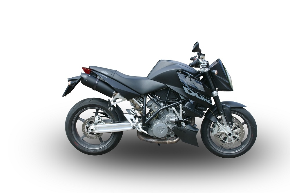 Exhaust compatible with Ktm Superduke 990 - R ( LC8) 2004-2012, Furore Nero, Dual Homologated legal slip-on exhaust including removable db killers and link pipes 