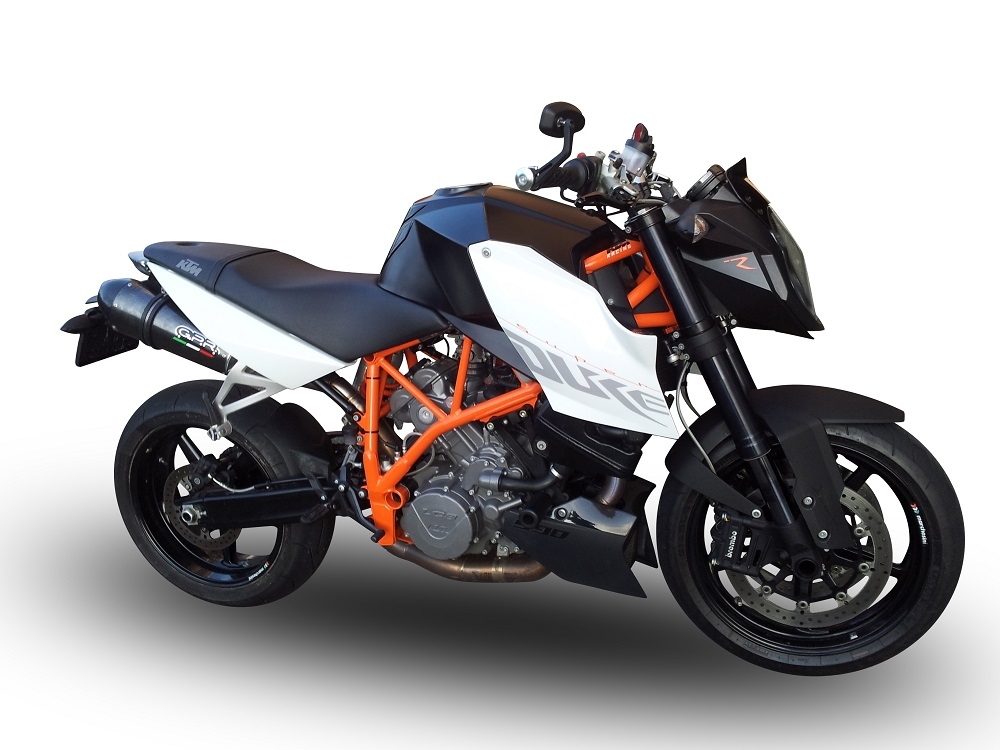 Exhaust compatible with Ktm Superduke 990 - R ( LC8) 2004-2012, Gpe Ann. Poppy, Dual Homologated legal slip-on exhaust including removable db killers and link pipes 