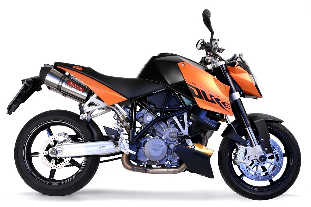 Exhaust compatible with Ktm Superduke 990 - R ( LC8) 2004-2012, Gpe Ann. titanium, Dual Homologated legal slip-on exhaust including removable db killers and link pipes 