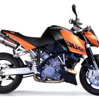Exhaust compatible with Ktm Superduke 990 - R ( LC8) 2004-2012, Gpe Ann. titanium, Dual Homologated legal slip-on exhaust including removable db killers and link pipes 