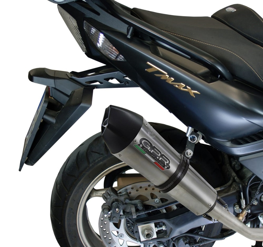 Exhaust compatible with Yamaha T-Max 500 2001-2011, Gpe Ann. titanium, Homologated legal full system exhaust, including removable db killer 
